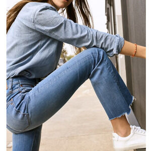 Madewell Cali Demi-Boot Destructed Hem Blue Jeans Size 25